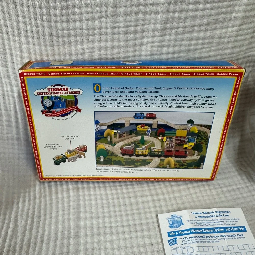NOS New Vintage Thomas & Friends Wooden Railway Circus Train open box